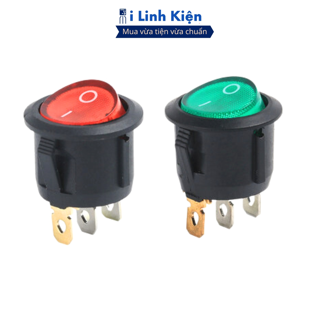 Công tắc bập bênh tròn 3 chân KCD1-105 250V 6A có đèn chính hãng đảm bảo chất lượng ilinhkien.