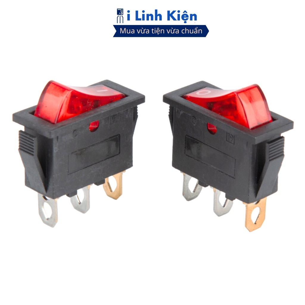 Công tắc bập bênh 3 chân  KCD3 250V/16A 13x31mm có đèn (công tắc Lioa) chính hãng ilinhkien.