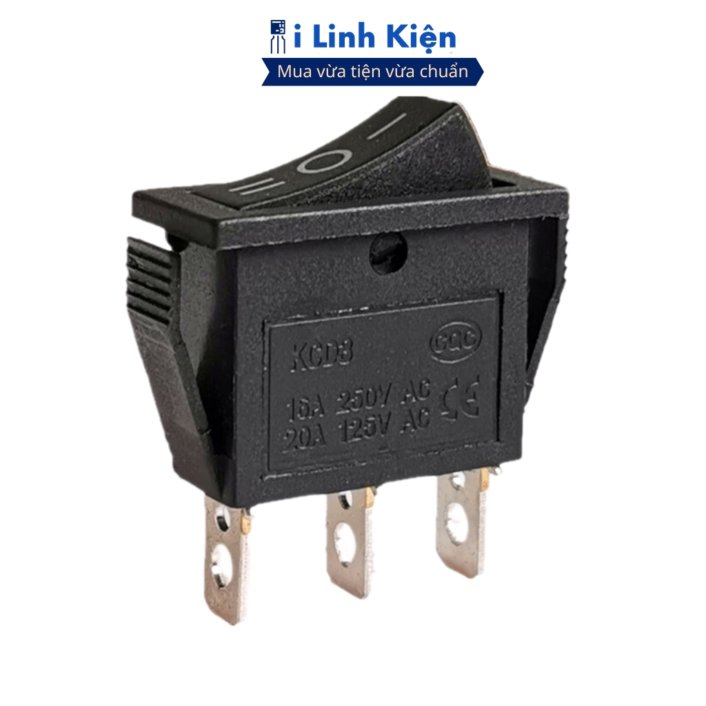 Công tắc bập bênh 3 chân 2 chế độ KCD3 250V 16A màu đen chất lượng cao ilinhkien.
