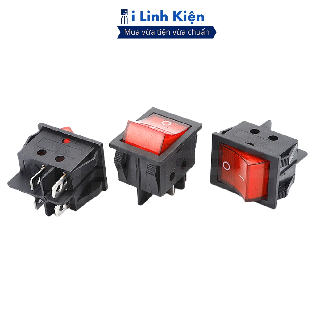 Công tắc bập bênh 4 chân KCD4-102 250V 16A 31x25mm có đèn đảm bảo chất lượng ilinhkien.