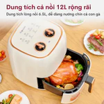 Nồi chiên không dầu 6.5L nhập khẩu Fujihome A6W công suất 1600W, nồi chiên cơ tự ngắt an toàn chống dính cao cấp Teflon — ảnh 5