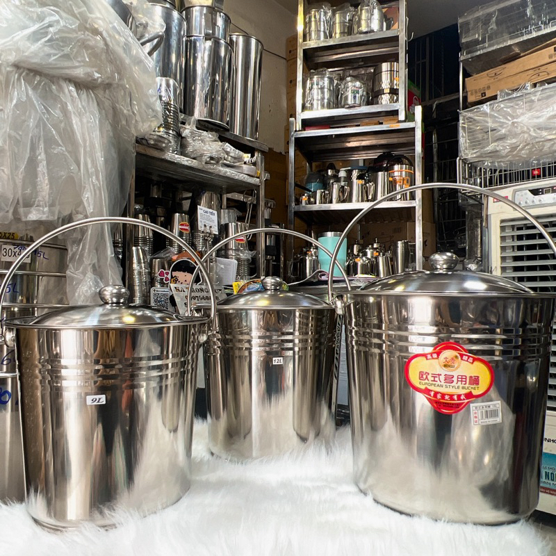 Xô Inox có nắp đậy đủ size xô đựng nước lèo | Shopee Việt Nam