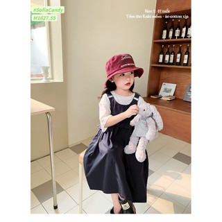 (Ảnh thật) Yếm kaki bé gái. Set yếm kaki đen áo cotton cao cấp bé 13-45kg