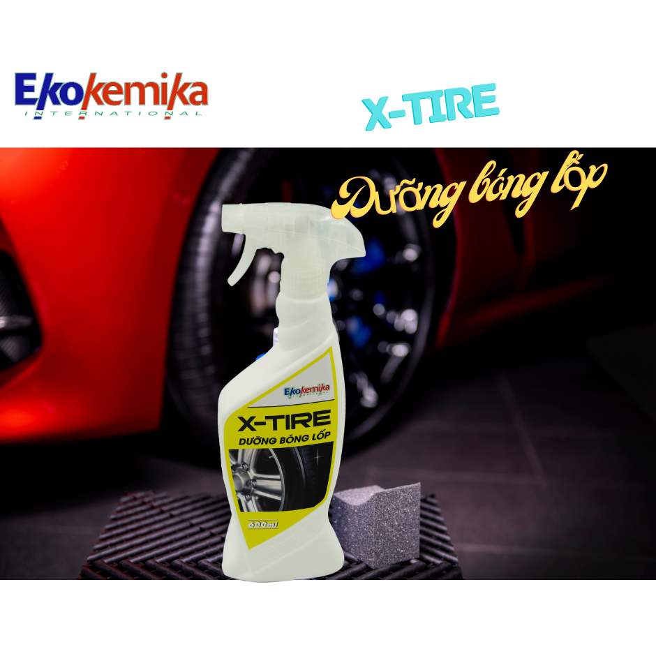 DUNG DỊCH DƯỠNG VÀ LÀM MỚI, LÀM ĐEN LỐP Ô TÔ, XE MÁY EKOKEMIKA X-TIRE 600ML