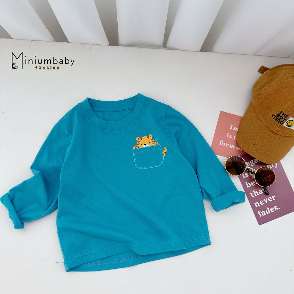 Áo dài tay cho bé chất vải cotton mềm mịn chống nấm mốc, in hình động vật đáng yêu Miniumbaby A1663