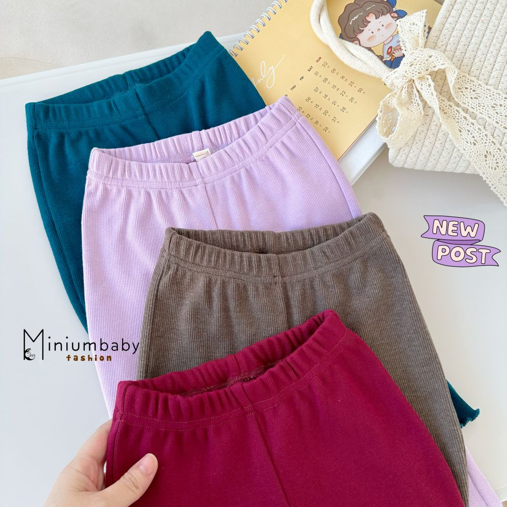 Quần dài ống loe cho bé gái dáng lửng chất liệu cotton co dãn, mềm min trendy, miniumbaby QD1650