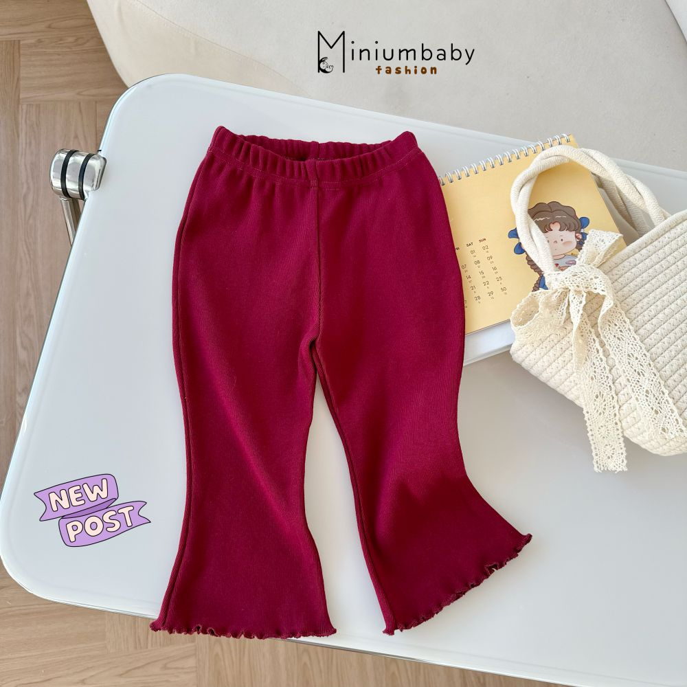 Quần dài ống loe cho bé gái dáng lửng chất liệu cotton co dãn, mềm min trendy, miniumbaby QD1650