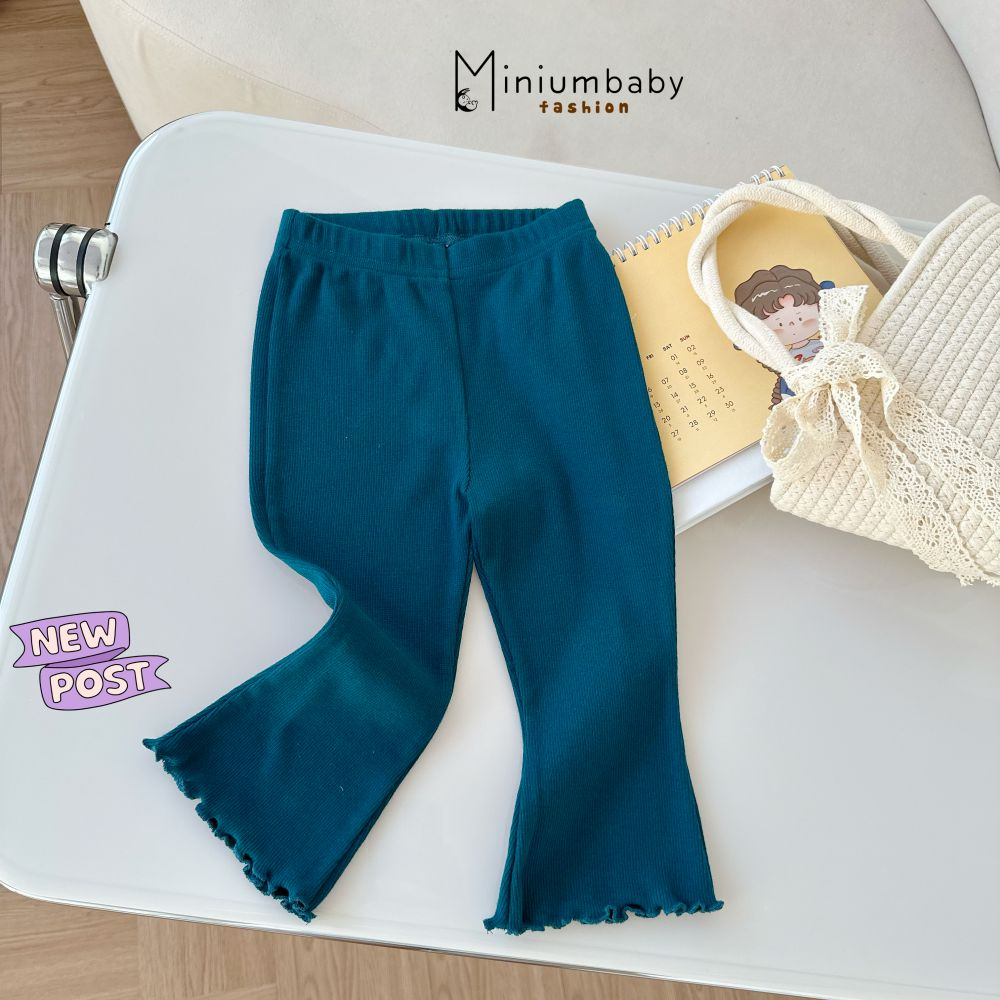 Quần dài ống loe cho bé gái dáng lửng chất liệu cotton co dãn, mềm min trendy, miniumbaby QD1650
