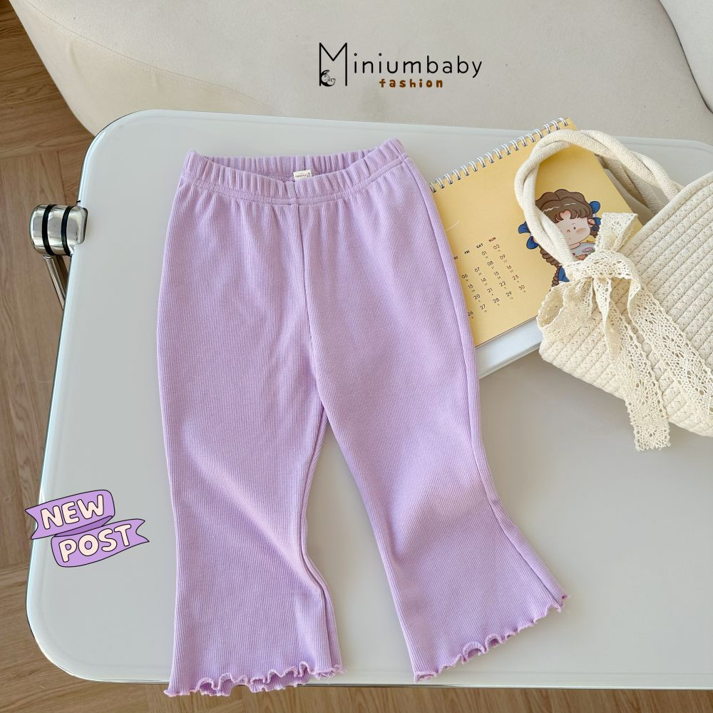 Quần dài ống loe cho bé gái dáng lửng chất liệu cotton co dãn, mềm min trendy, miniumbaby QD1650