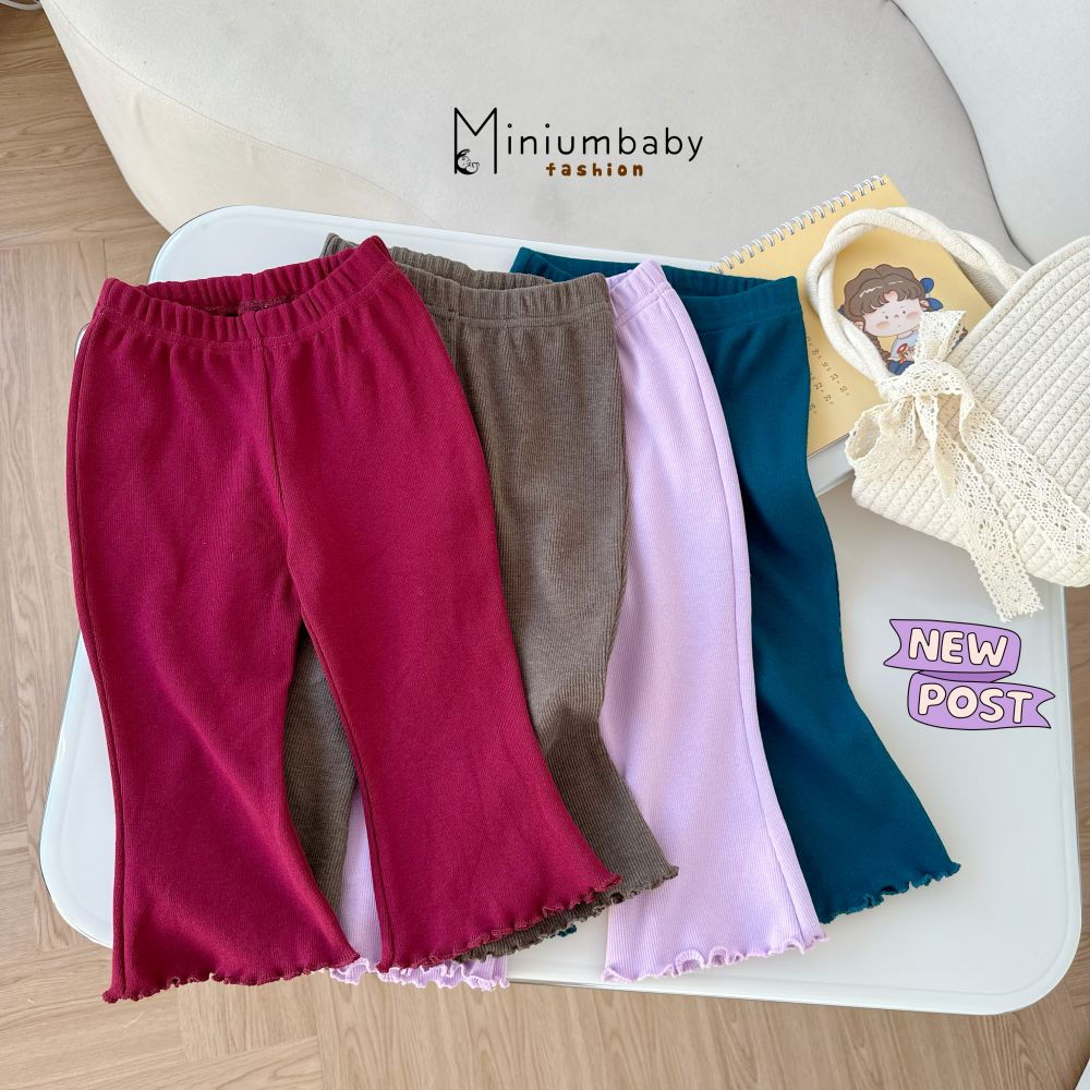 Quần dài ống loe cho bé gái dáng lửng chất liệu cotton co dãn, mềm min trendy, miniumbaby QD1650