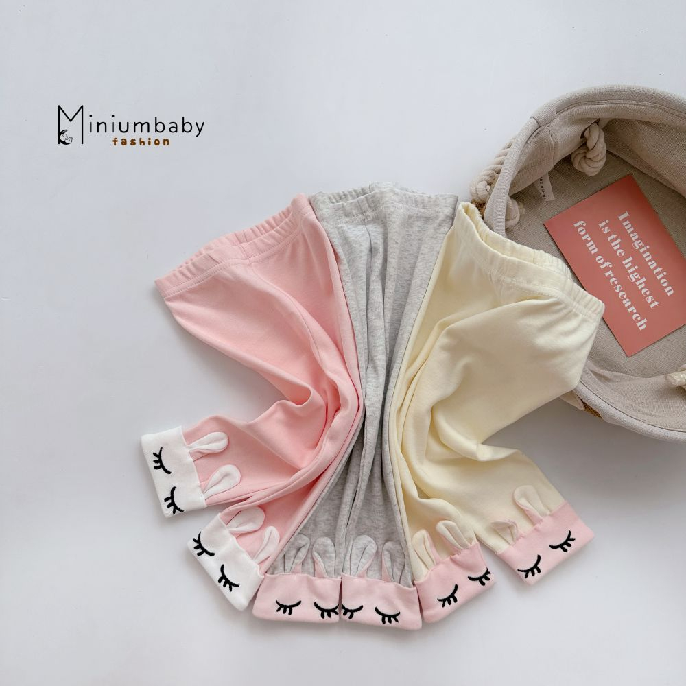 Quần legging cho bé gái tai thỏ dáng lửng đáng yêu điệu đà chất liệu 100% cotton, miniumbaby QD1636