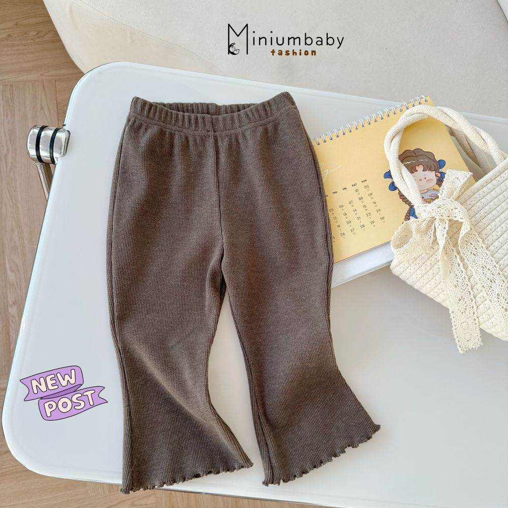 Quần dài ống loe cho bé gái dáng lửng chất liệu cotton co dãn, mềm min trendy, miniumbaby QD1650
