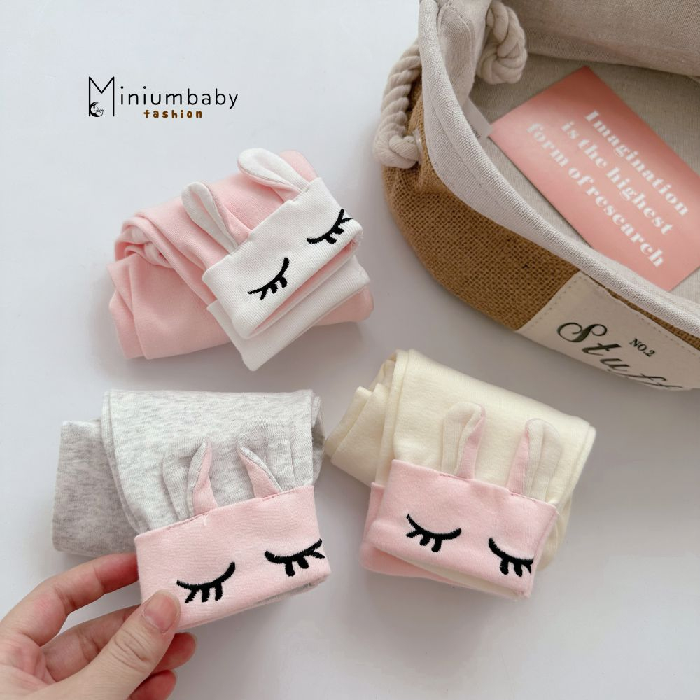 Quần legging cho bé gái tai thỏ dáng lửng đáng yêu điệu đà chất liệu 100% cotton, miniumbaby QD1636