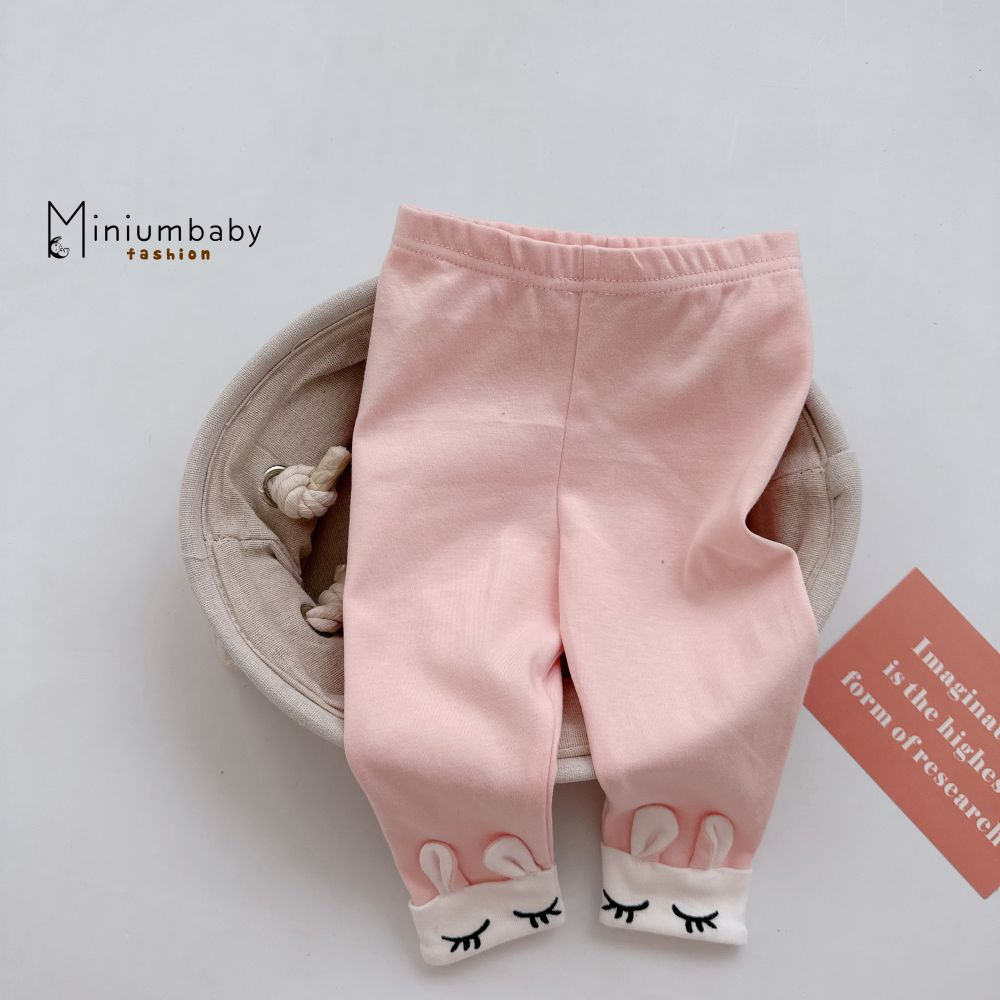 Quần legging cho bé gái tai thỏ dáng lửng đáng yêu điệu đà chất liệu 100% cotton, miniumbaby QD1636
