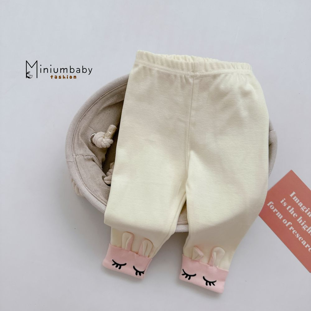 Quần legging cho bé gái tai thỏ dáng lửng đáng yêu điệu đà chất liệu 100% cotton, miniumbaby QD1636