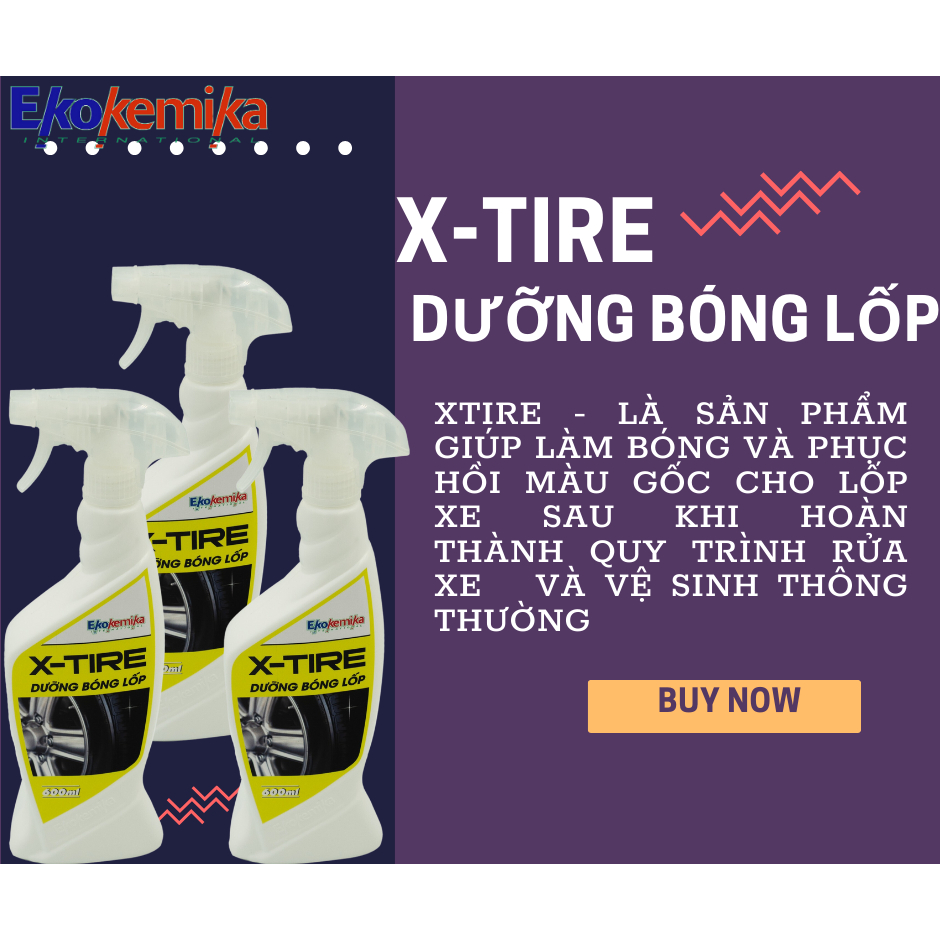 DUNG DỊCH DƯỠNG VÀ LÀM MỚI, LÀM ĐEN LỐP Ô TÔ, XE MÁY EKOKEMIKA X-TIRE 600ML