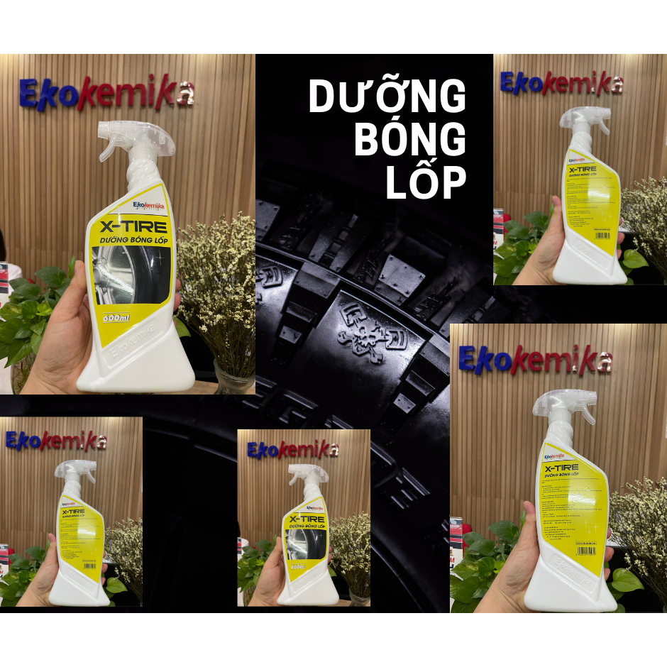DUNG DỊCH DƯỠNG VÀ LÀM MỚI, LÀM ĐEN LỐP Ô TÔ, XE MÁY EKOKEMIKA X-TIRE 600ML