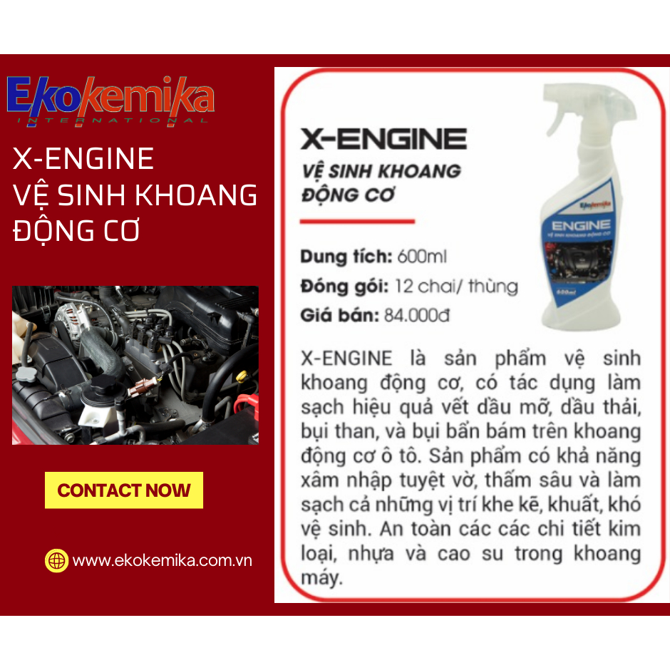 DUNG DỊCH LÀM SẠCH KHOANG ĐỘNG CƠ/ KHOANG MÁY Ô TÔ EKOKEMIKA X-ENGINE 600ML