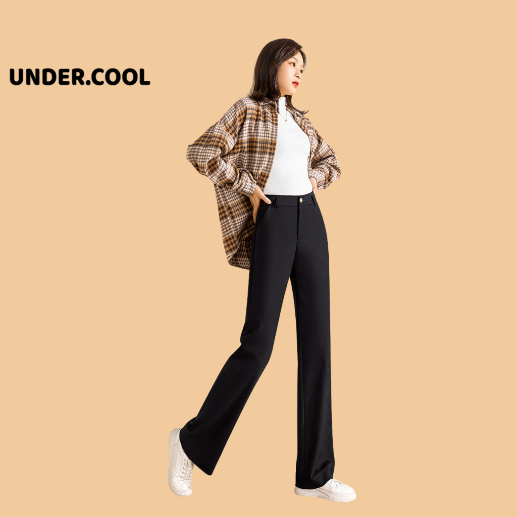 Quần ống suông rộng nữ lưng cao UNDERCOOL vải cao cấp dài culottes,dáng tây công sở đi làm đi chơi QD11