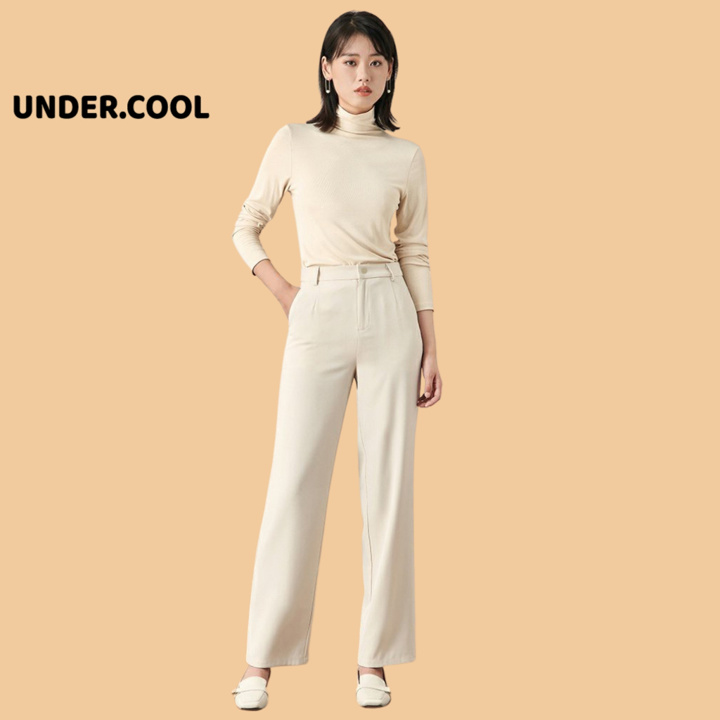 Quần ống suông rộng nữ lưng cao UNDERCOOL vải cao cấp dài culottes,dáng tây công sở đi làm đi chơi QD11