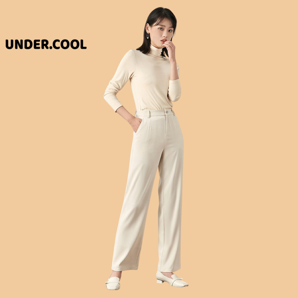 Quần ống suông rộng nữ lưng cao UNDERCOOL vải cao cấp dài culottes,dáng tây công sở đi làm đi chơi QD11