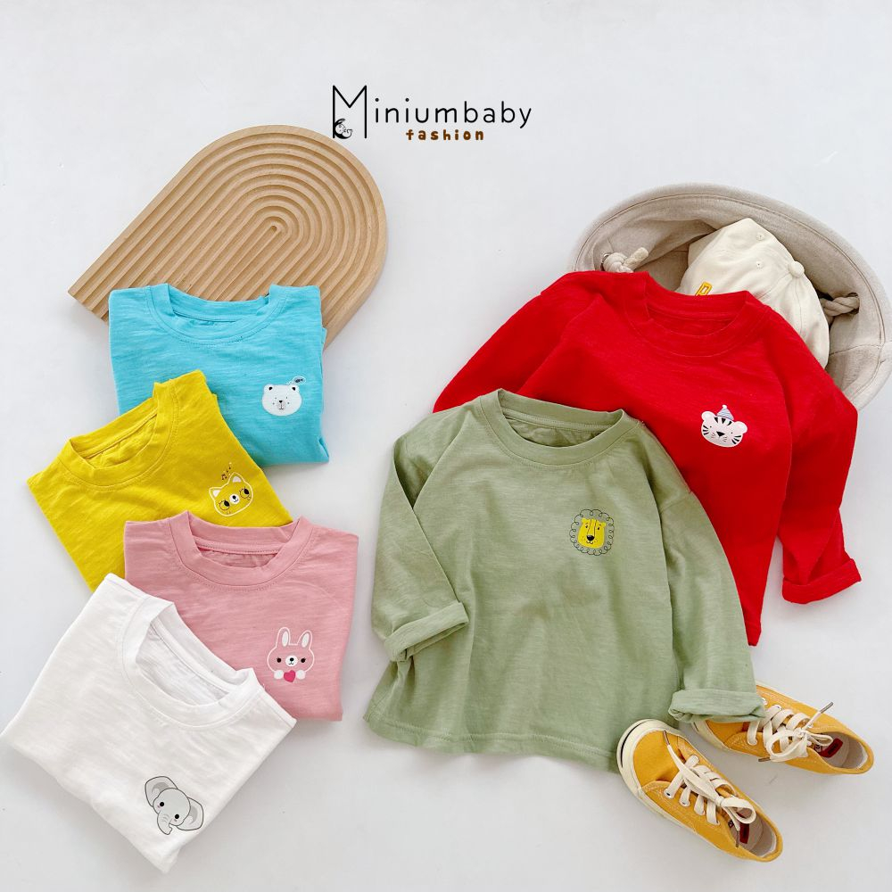 Áo dài tay cho bé chất cotton mềm mịn, mỏng thoáng mát, bé mặc ở nhà đi chơi Miniumbabyfashion A1654