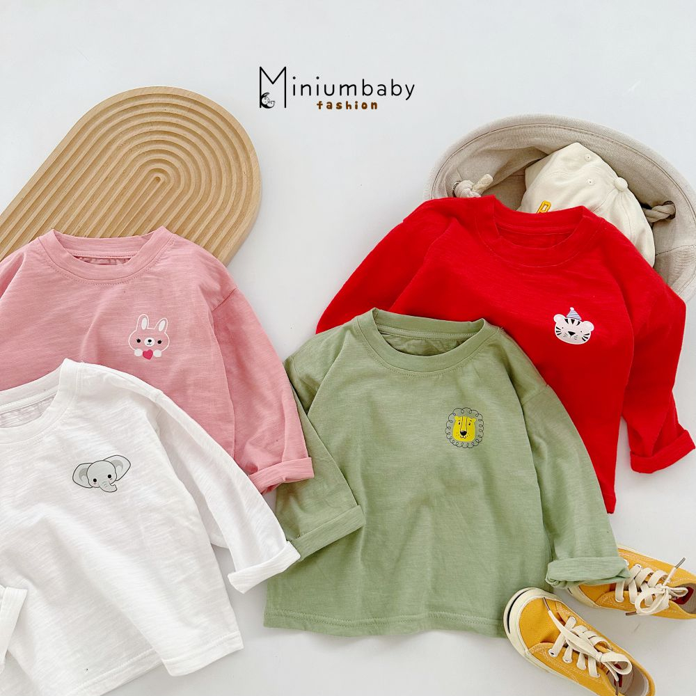 Áo dài tay cho bé chất cotton mềm mịn, mỏng thoáng mát, bé mặc ở nhà đi chơi Miniumbabyfashion A1654