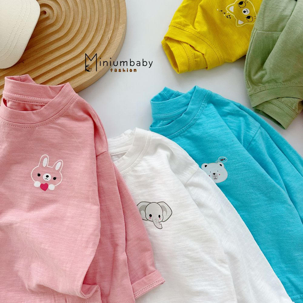 Áo dài tay cho bé chất cotton mềm mịn, mỏng thoáng mát, bé mặc ở nhà đi chơi Miniumbabyfashion A1654