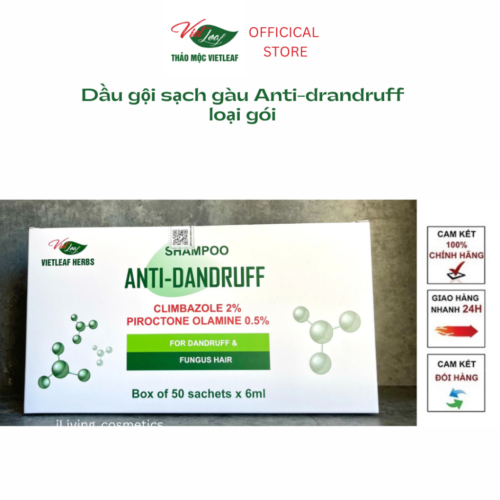 Dầu gội sạch gàu giảm nấm ngứa Thảo Mộc Vietleaf Anti-dandruf dạng gói