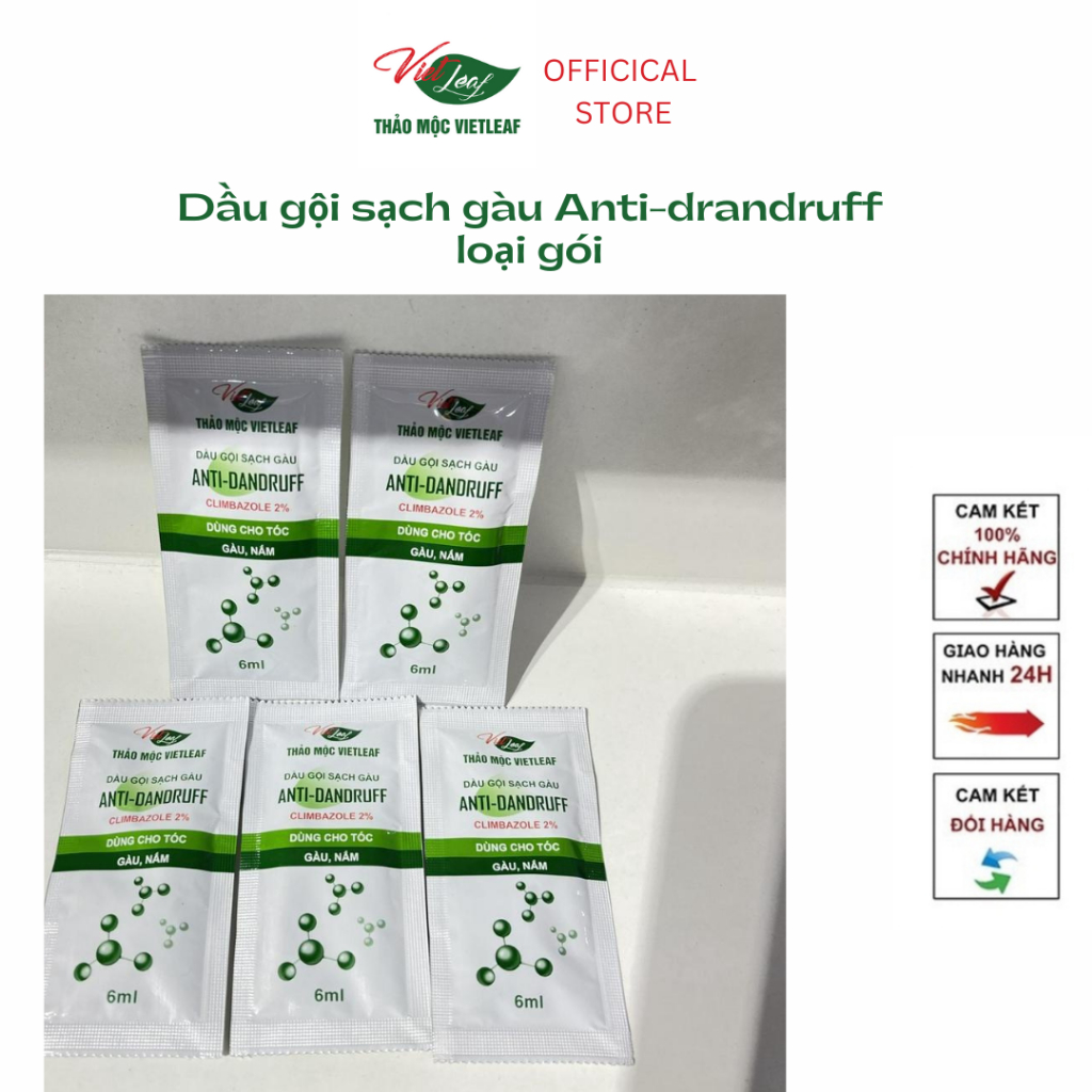 Dầu gội sạch gàu giảm nấm ngứa Thảo Mộc Vietleaf Anti-dandruf dạng gói