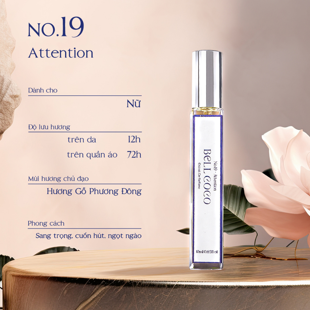 Tinh chất nước hoa Unisex No.19 ATTENTION 10ml BELLCOCO