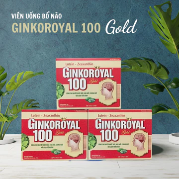 (Hộp 60v) Viên bổ não GINKOROYAL 100 Gold tuần hoàn não giảm đau đầu rối loạn tiền đình tăng cường trí nhớ giảm stress