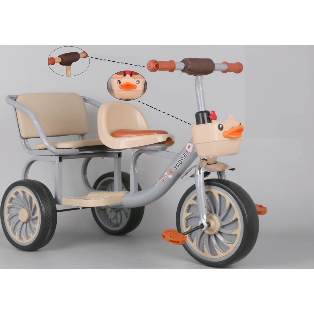 Xe xích lô, xe đạp 3 bánh 2 chỗ ngồi lót đệm cho bé từ 2-8 tuổi