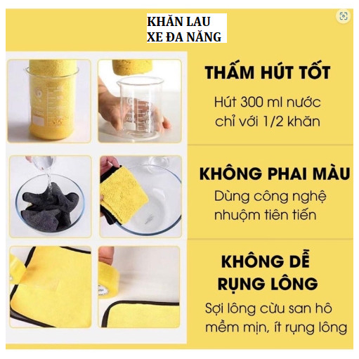 Khăn Lau Xe 2 Mặt 30x30cm Cực Dày Không Đổ Lông Chuyên Dụng Cho Ô Tô Xe Hơi