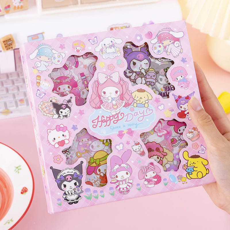 Hộp gồm 100 tấm sticker hoạt hình dễ thương dùng để trang trí sổ, đồ dùng nhiều mẫu nhiều chủ đề siêu xinh