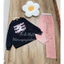 Set Nỉ EIN In Thỏ Trắng .Bộ đồ nữ áo sweater from rộng kèm quần suông nhung tăm phong cách Hàn Quốc Ulzzang