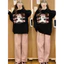 Set Nỉ EIN In Thỏ Trắng .Bộ đồ nữ áo sweater from rộng kèm quần suông nhung tăm phong cách Hàn Quốc Ulzzang
