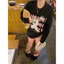 Set Nỉ EIN In Thỏ Trắng .Bộ đồ nữ áo sweater from rộng kèm quần suông nhung tăm phong cách Hàn Quốc Ulzzang