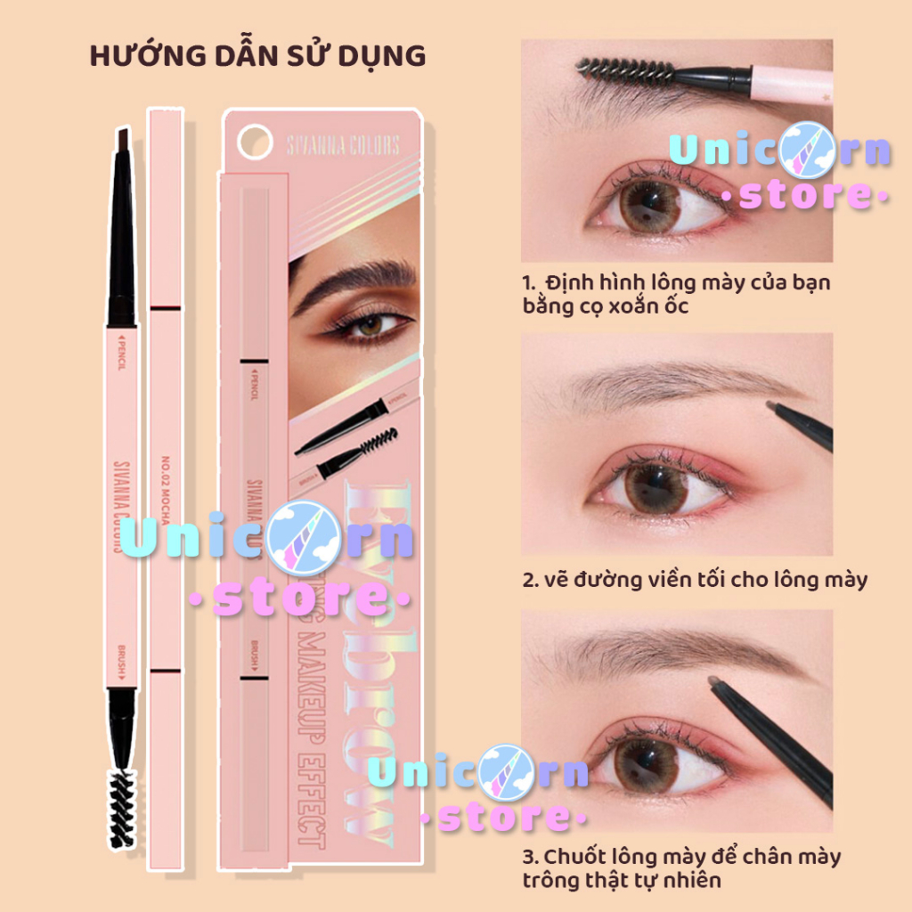 Chì Kẻ Mày 2 Đầu Trang Điểm Lâu Trôi Sivanna Eyebrow Lasting Makeup Effect HF966