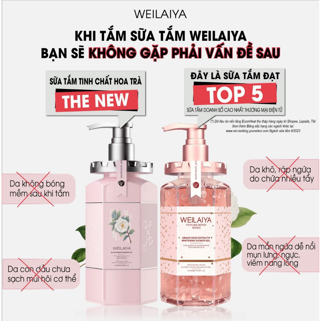 Ảnh Sữa Tắm Nước Hoa Weilaiya Chính Hãng Tủy Mật Hoa Hồng Damask 450ml 2