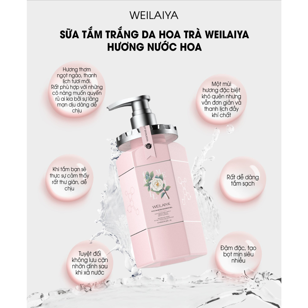 Ảnh Sữa Tắm Nước Hoa Weilaiya Chính Hãng Tủy Mật Hoa Hồng Damask 450ml 3