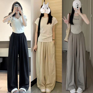 Quần Ống Rộng Nữ Vải Đũi Mát Quảng Châu Loại Đẹp Hót Hít, Cạp Cao Lên From Xinh