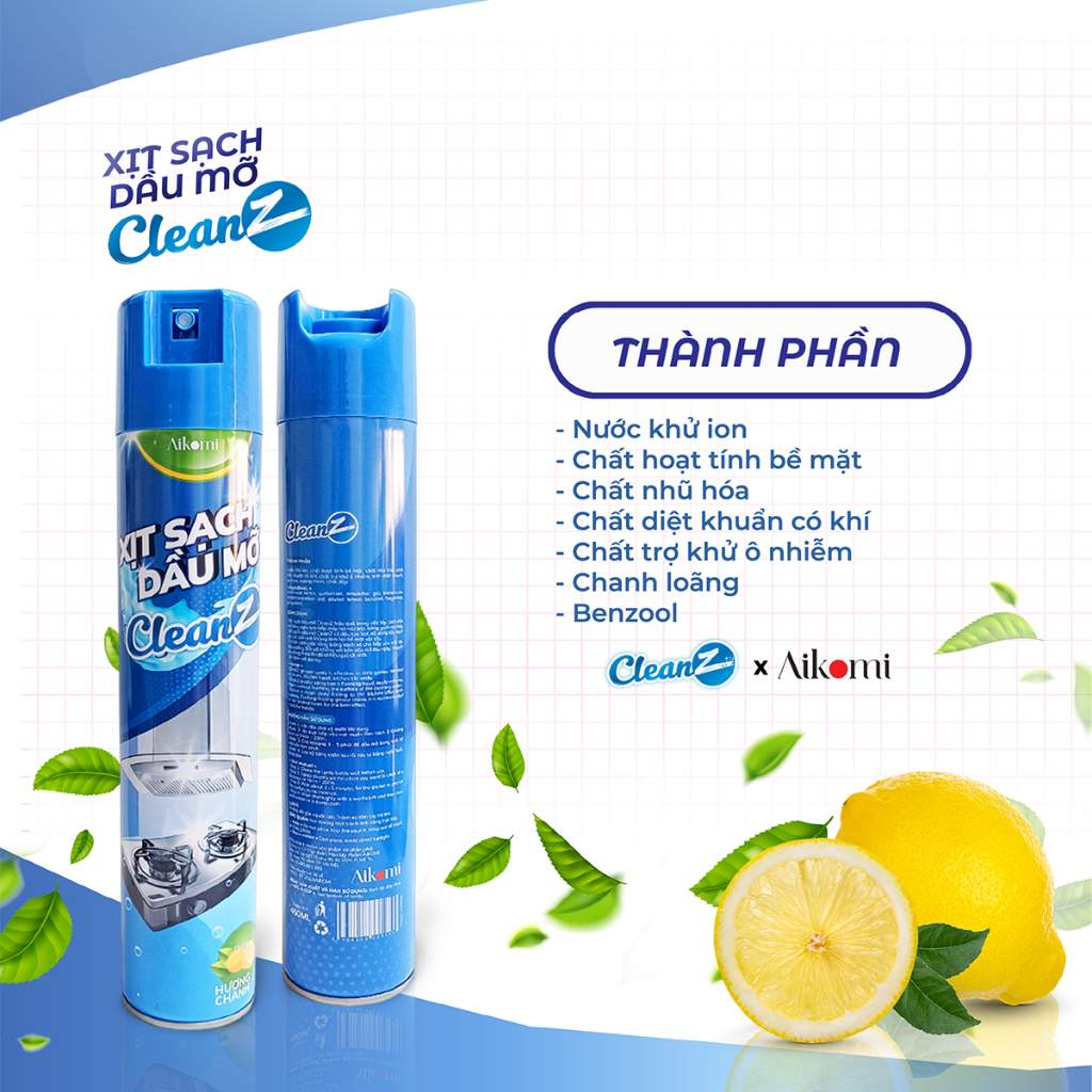 Ảnh Bình xịt tẩy dầu mỡ nhà bếp CleanZ 450ml đánh bay vết bẩn cứng đầu trên tường bếp, lưới máy hút mùi 4