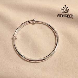 Vòng Tay Bạc Tròn Trơn Điều Chỉnh Được Kích Thước Cho Nữ - Minh Canh Jewelry