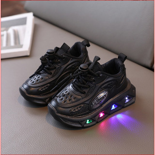 Size 21-30 Giày Thể Thao Nháy Đèn Phối Vải Lưới Phong Cách Cá Tính Cho Bé Trai Bé Gái K073