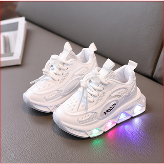 Size 21-30 Giày Thể Thao Nháy Đèn Phối Vải Lưới Phong Cách Cá Tính Cho Bé Trai Bé Gái K073