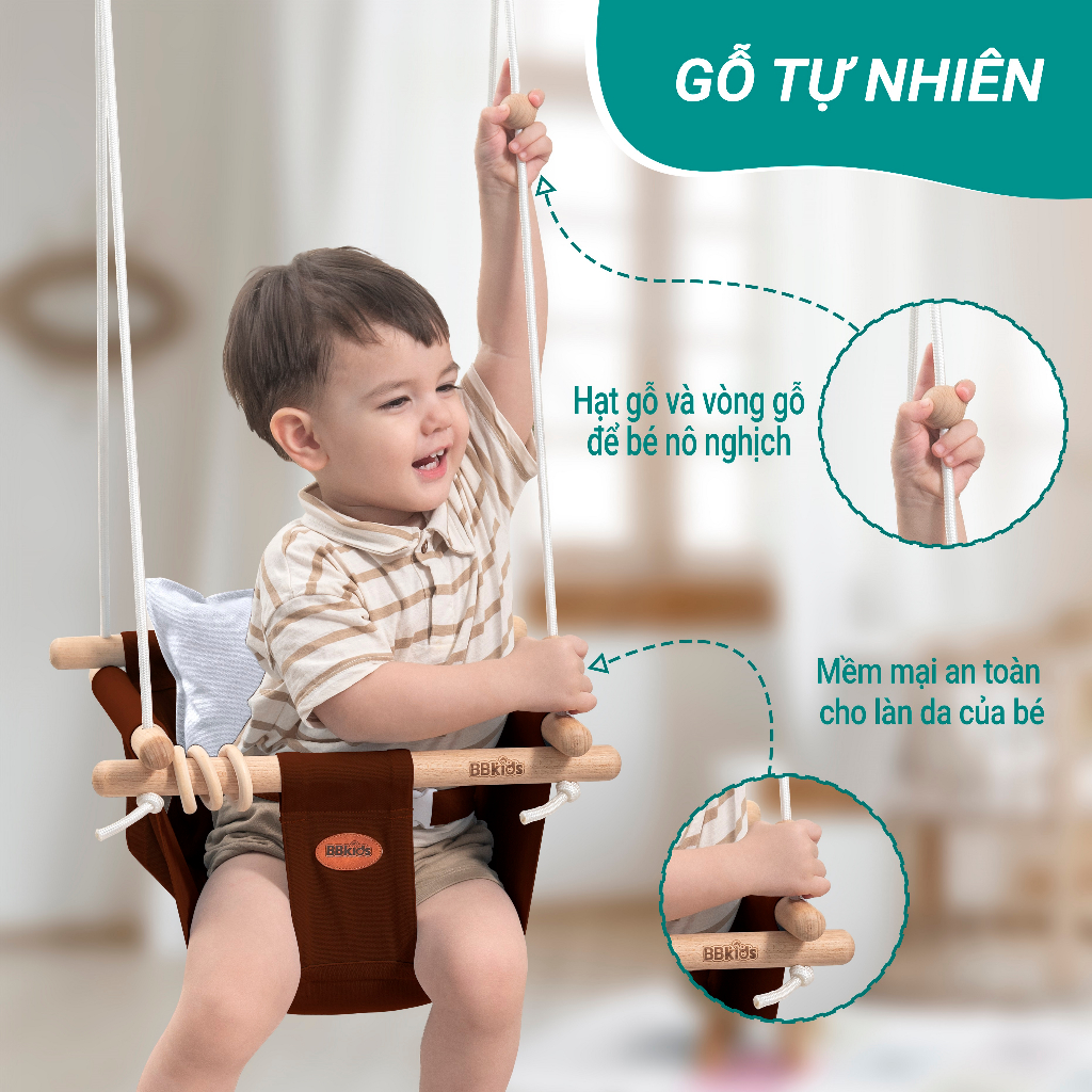 BBkids Xích Đu An Toàn Cho Bé Từ 6 Tháng, Đầy Đủ Phụ Kiện Lắp Ráp, Trong Nhà Và Ngoài Trời - BB001