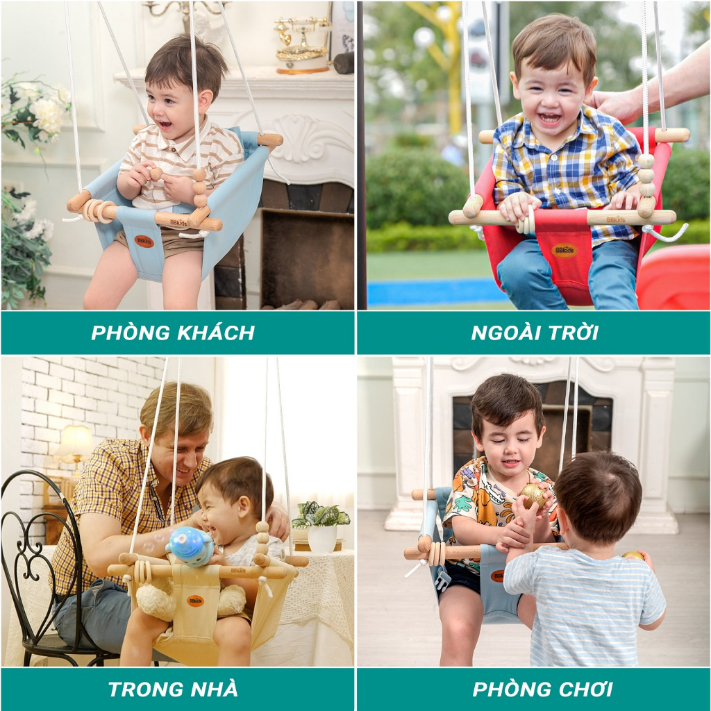 BBkids Xích Đu An Toàn Cho Bé Từ 6 Tháng, Đầy Đủ Phụ Kiện Lắp Ráp, Trong Nhà Và Ngoài Trời - BB001