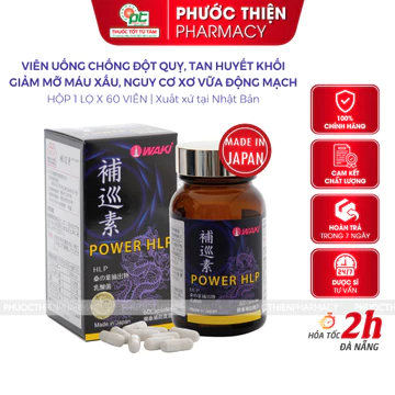 Viên uống chống đột quỵ, tai biến mạch máu não Waki Power HLP giảm mỡ máu, hỗ trợ tim mạch 60 viên