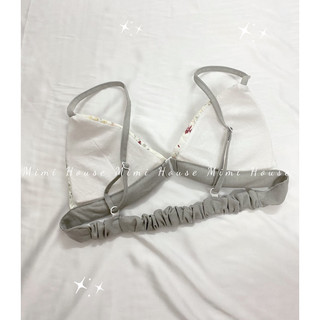 Set đồ lót không gọng tone xám thô ép ren - handmade by Mimi house